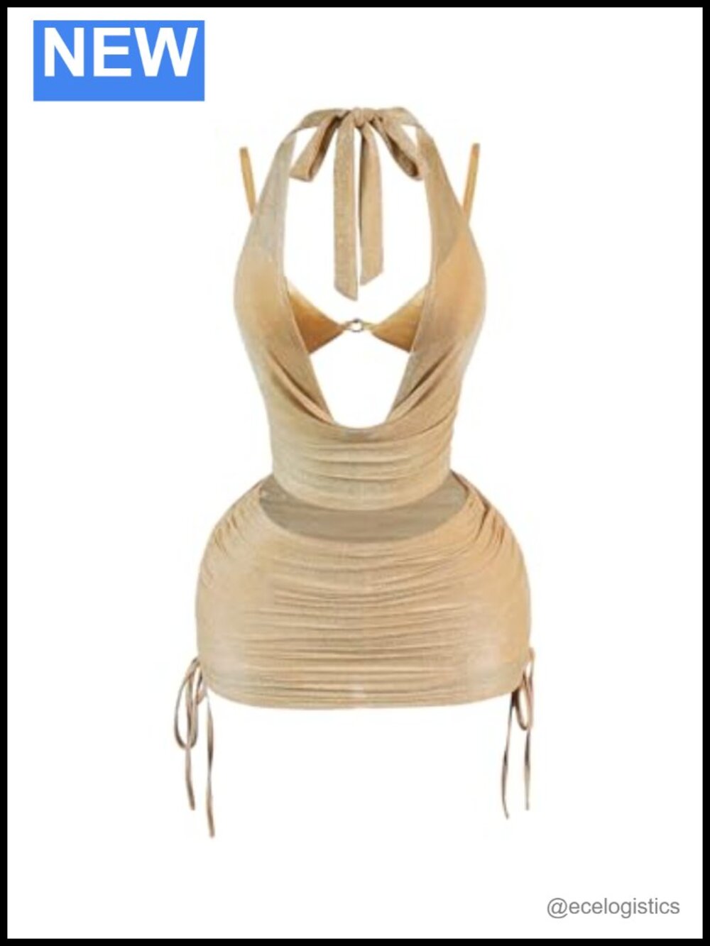 SweatyRocks 2 Piece Rave Club Outfit Skirt Set Cowl Neck Sparkly Polyester